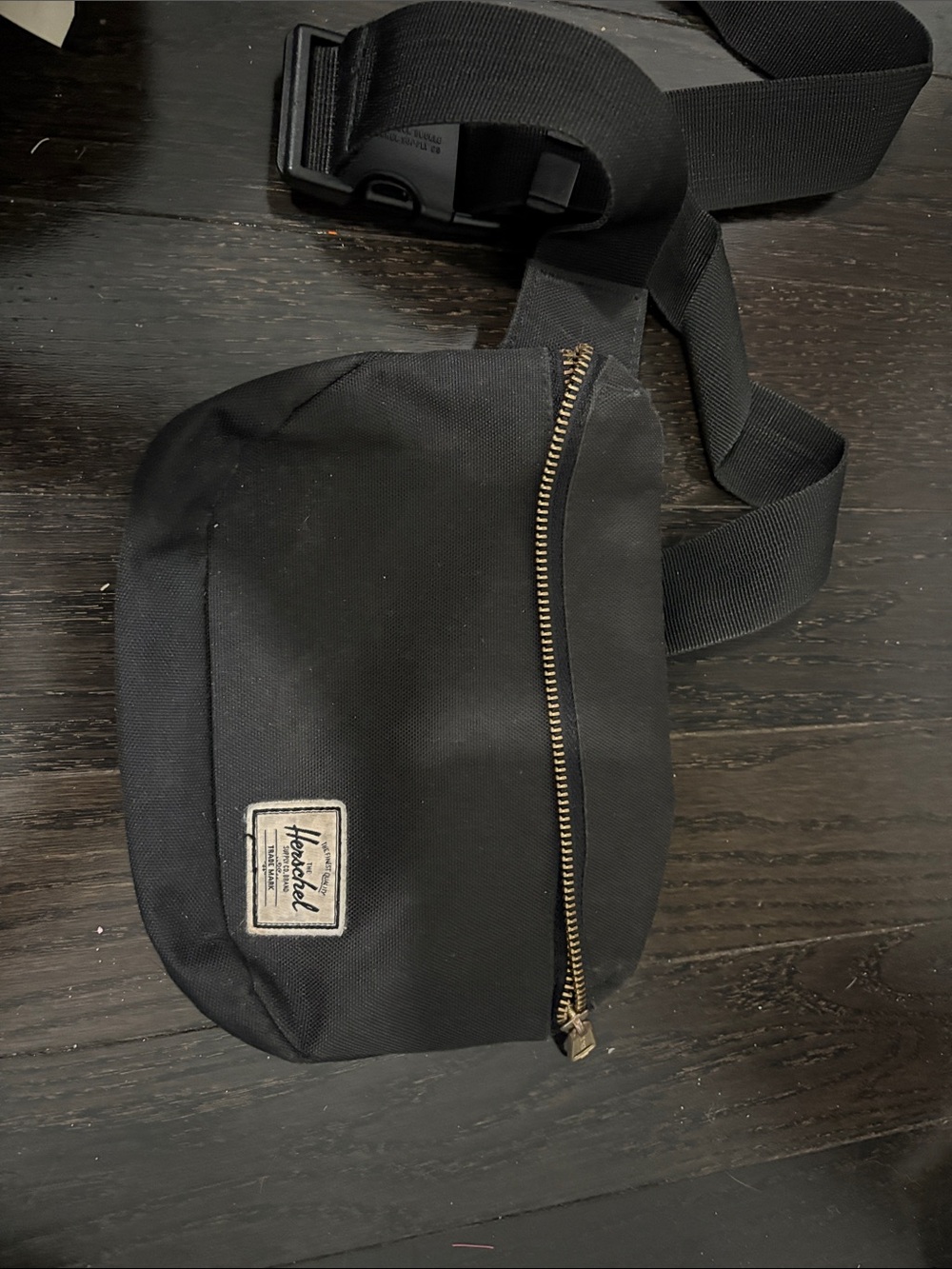 Herschel Supply Company Black Belt Bag with Brass Zipper